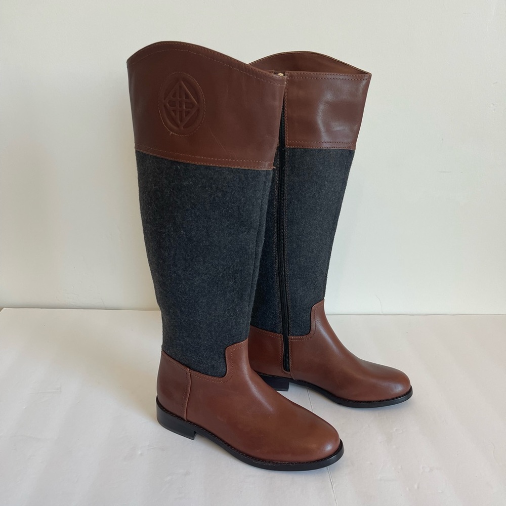 Antonio Melani Conellie Riding Boots Brown size 6 wool flannel and leather